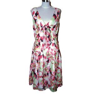 eShakti White Floral Sleeveless Fit & Flare Dress Spring Summer - Size 12 / L